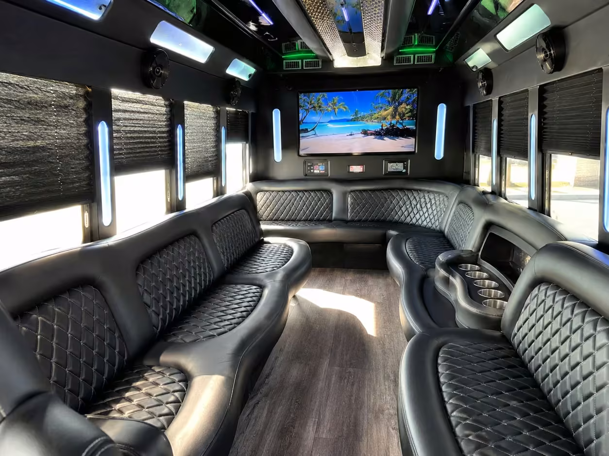 15 passenger party bus interior