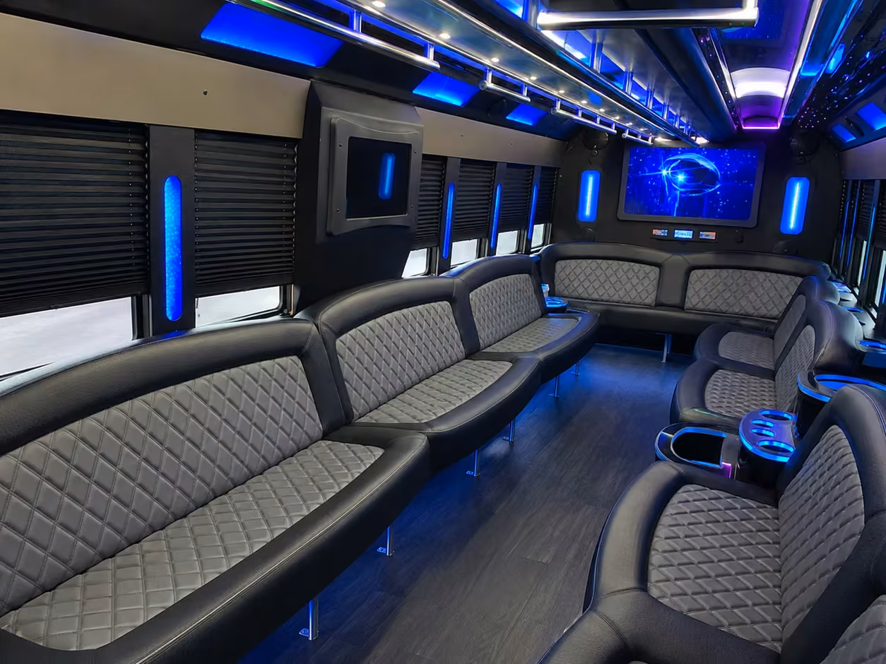 20 passenger party bus inside