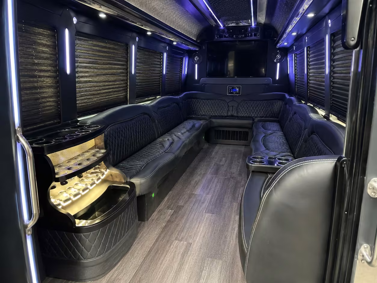 20 passenger party bus interior