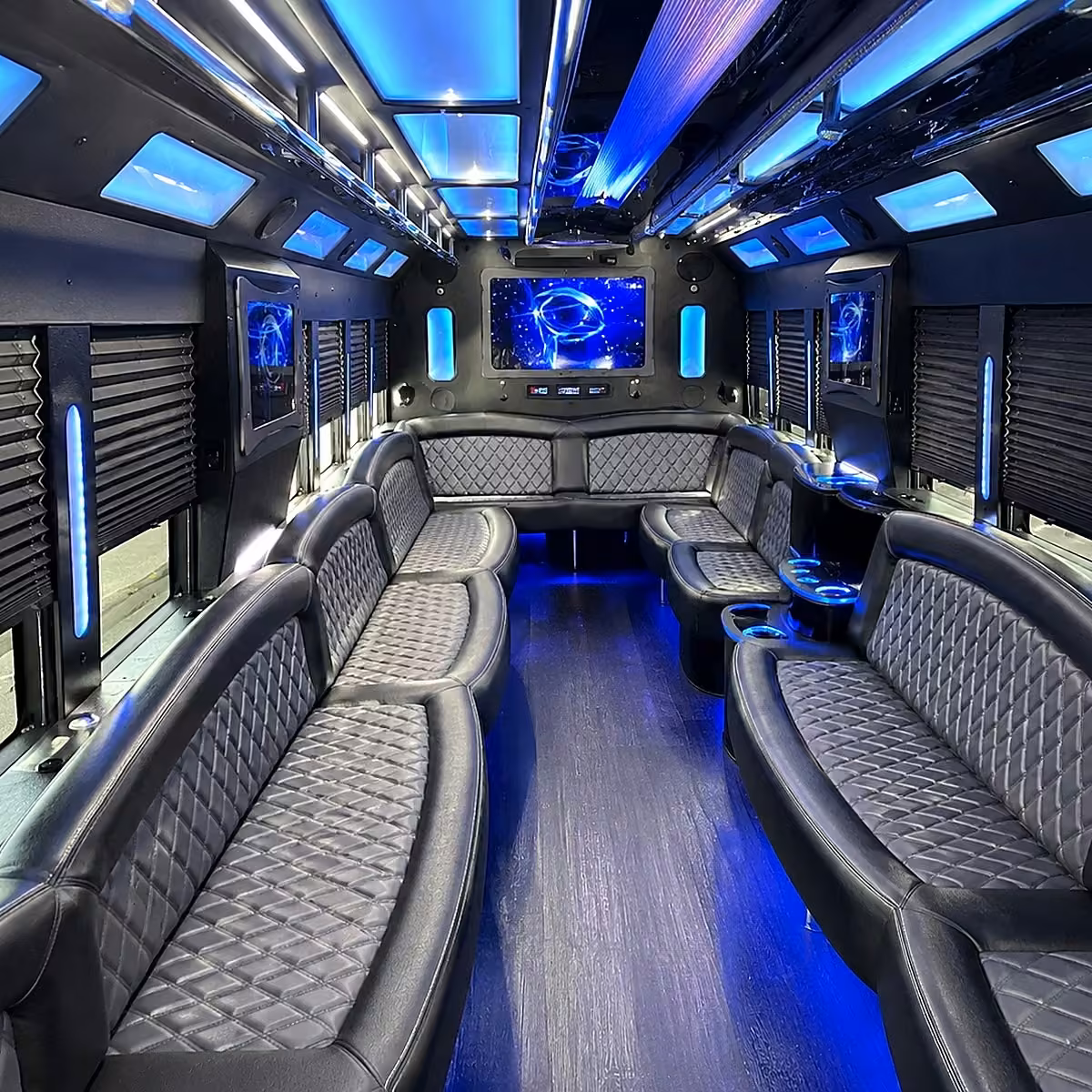 50 passenger party bus interior